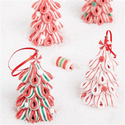 RAZ Imports - Ribbon Candy Tree Ornaments - Set of 4